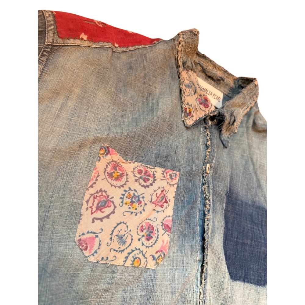 Magnolia Pearl #596 Embroidered Adison Workshirt Washed Indigo Rare One Size - Picture 5 of 13